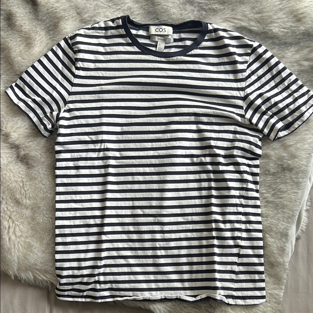 COS Black and White Striped Short Sleeve Tee